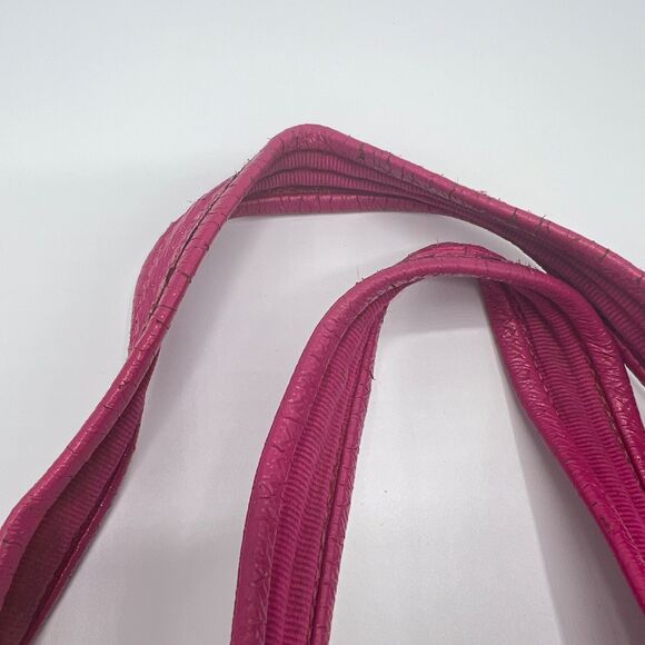 Coach Poppy Patent Leather Glam Tote Shoulder Bag Silver/Fuchsia Pink No 13836 - Picture 8 of 16